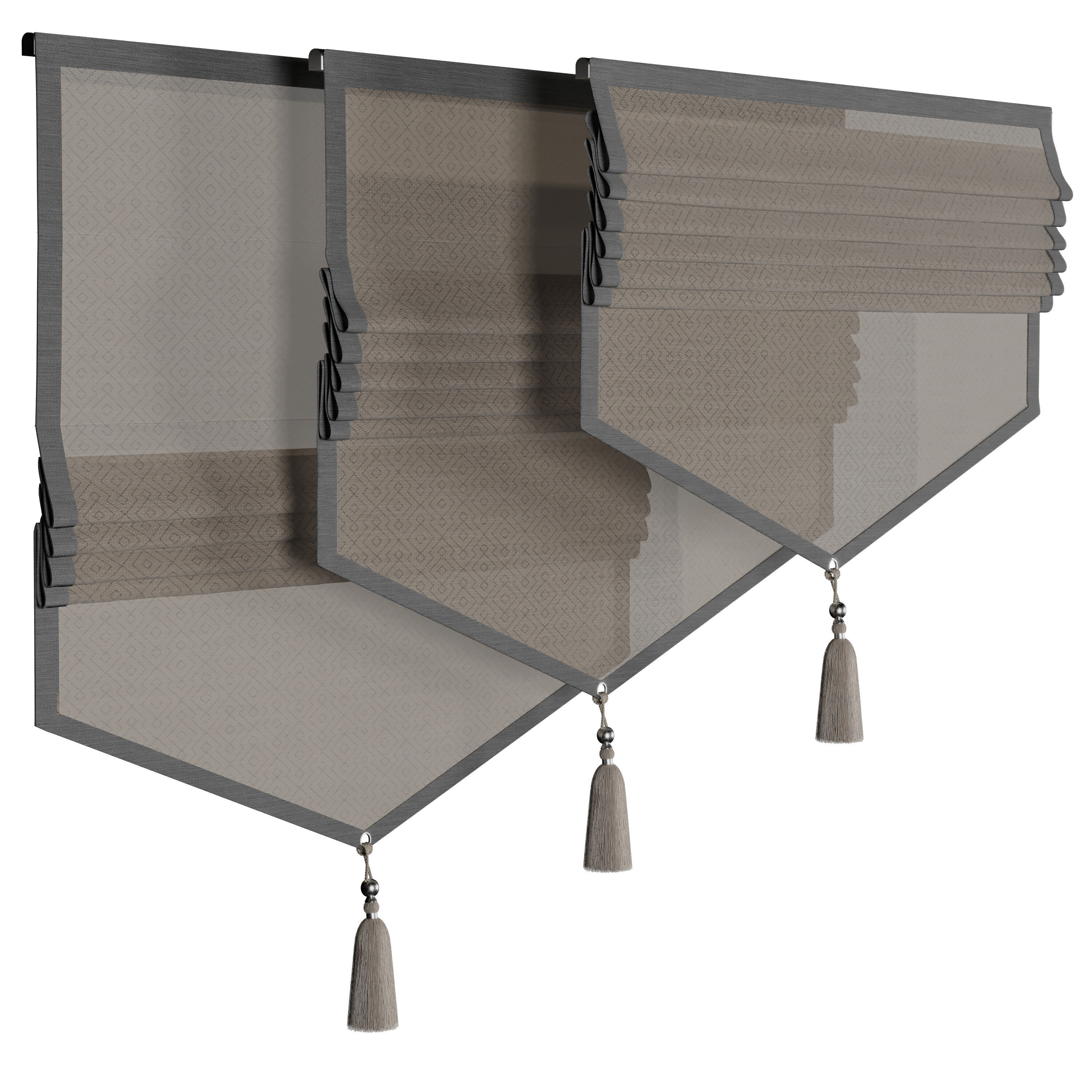 Roman blinds - Patterned Curtain Set 06 Low-poly 3D model_2