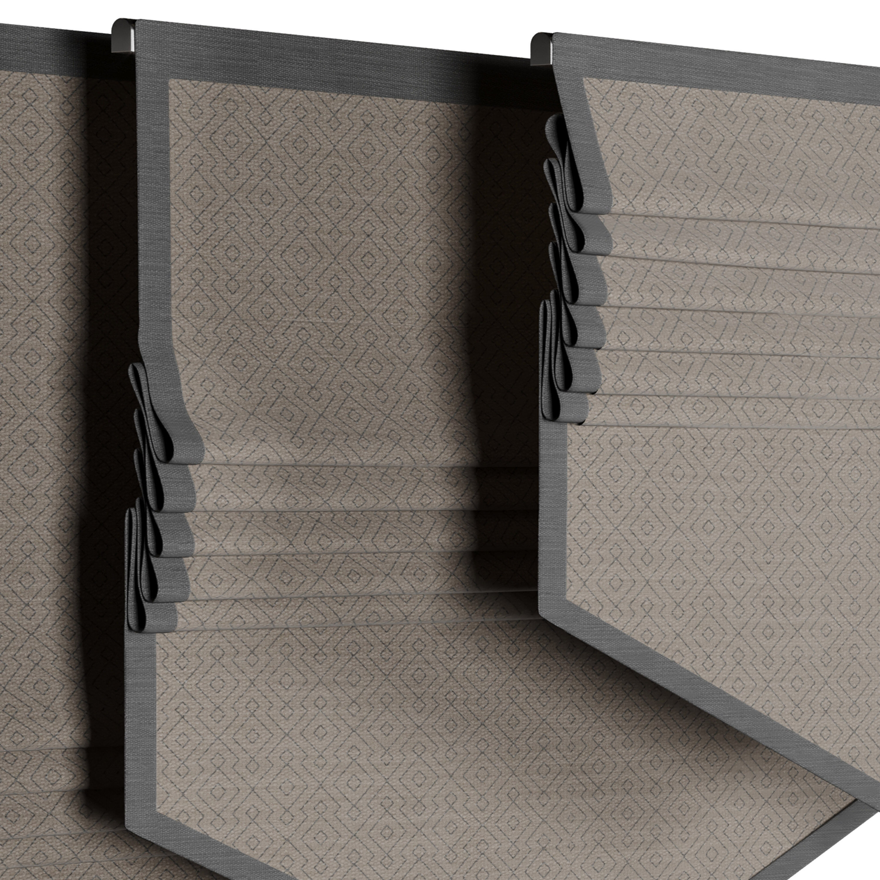 Roman blinds - Patterned Curtain Set 06 Low-poly 3D model_4