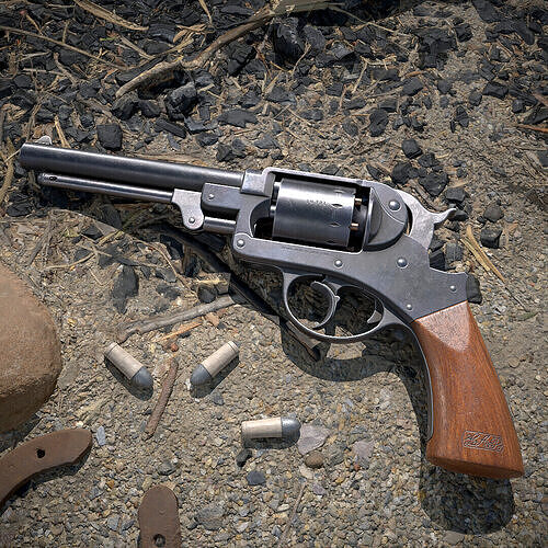 Starr DA revolver M1858 Low-poly 3D model