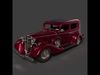 Chinese red vintage car   Low-poly 3D model_1