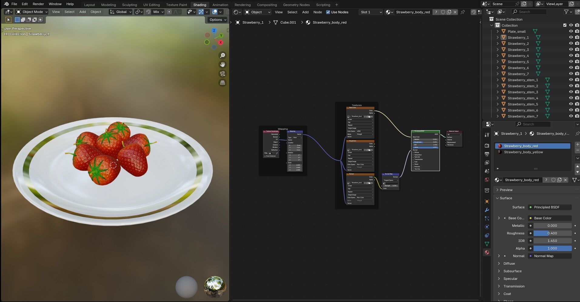 Strawberry with Plate CG1 3D model_12