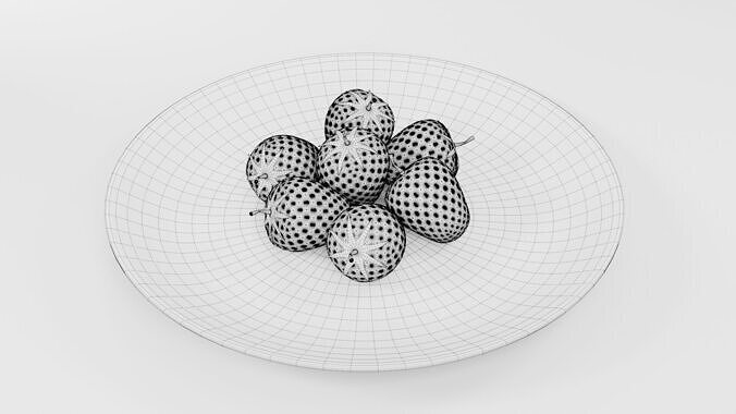 Strawberry with Plate CG1 3D model 7