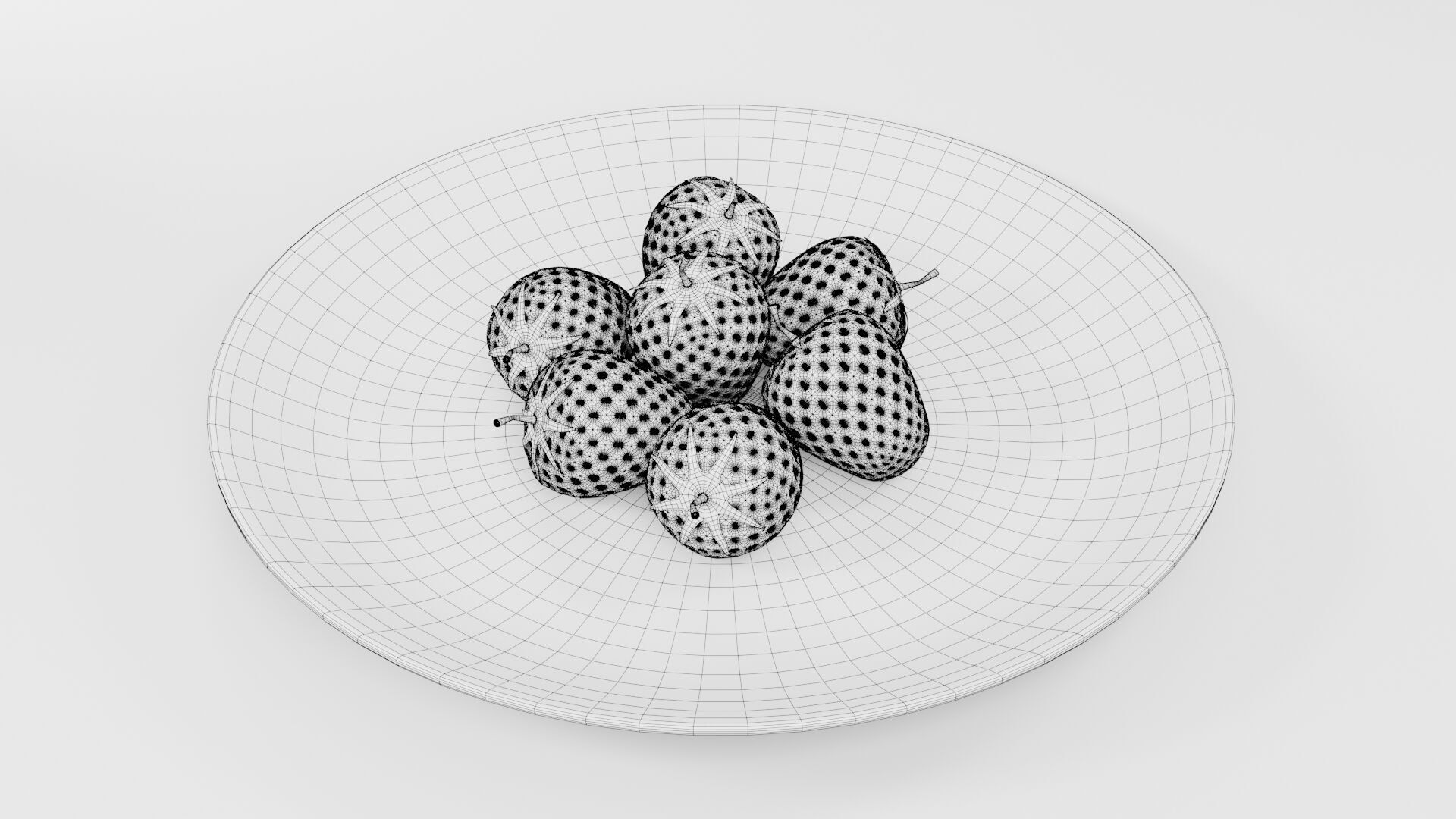 Strawberry with Plate CG1 3D model_6