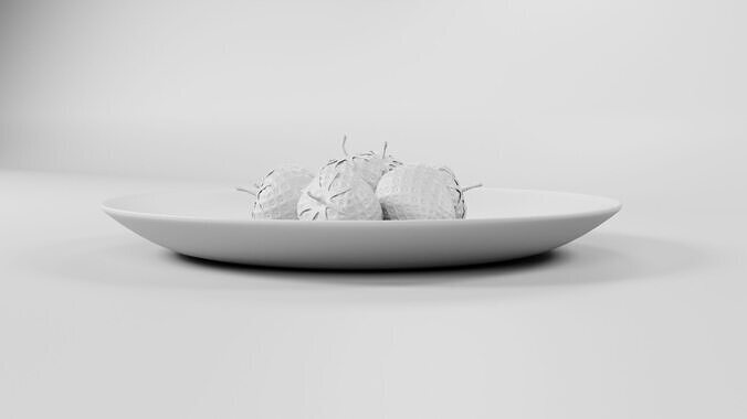 Strawberry with Plate CG1 3D model 5