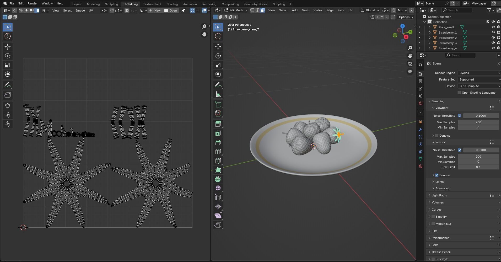 Strawberry with Plate CG1 3D model_11