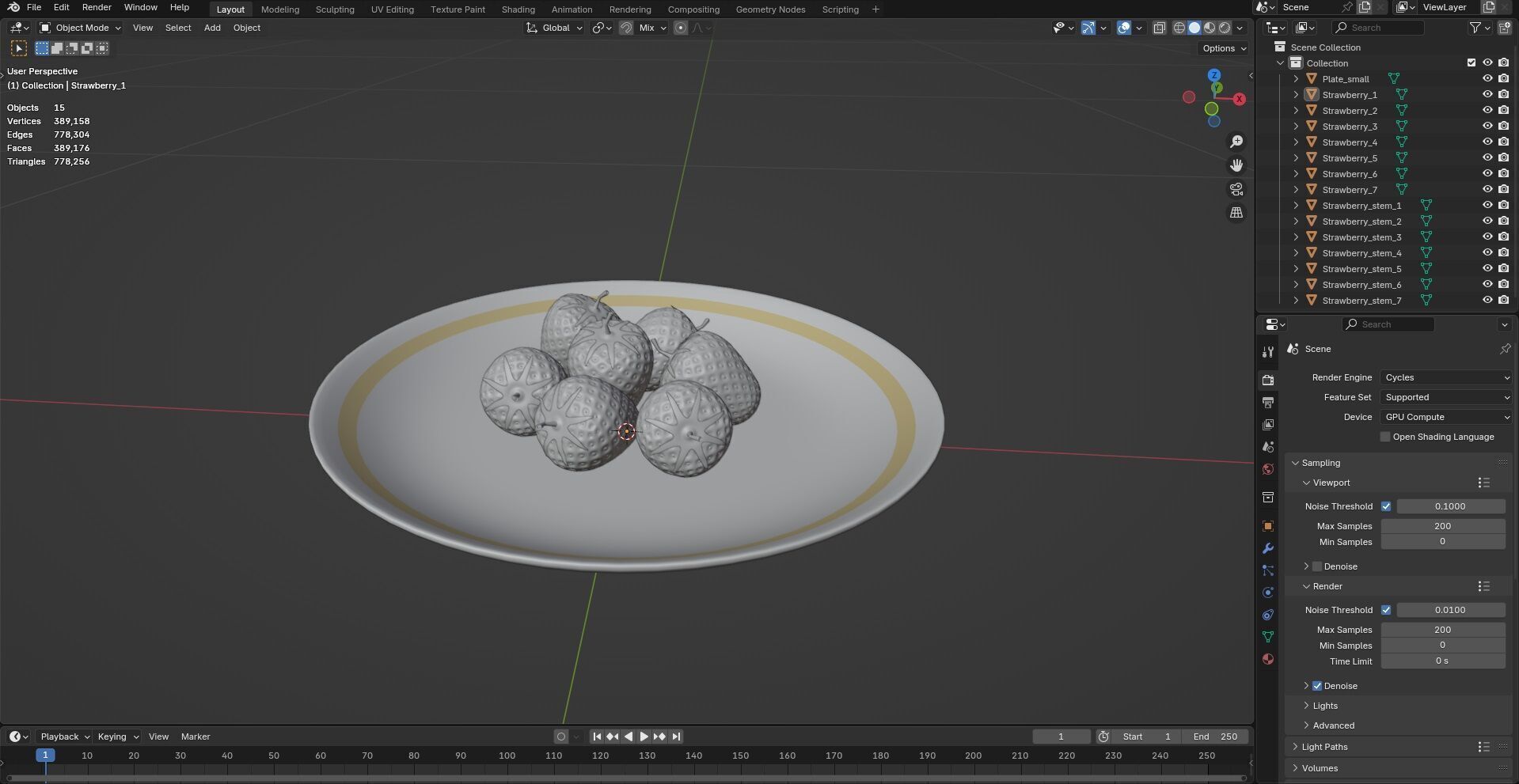 Strawberry with Plate CG1 3D model_8