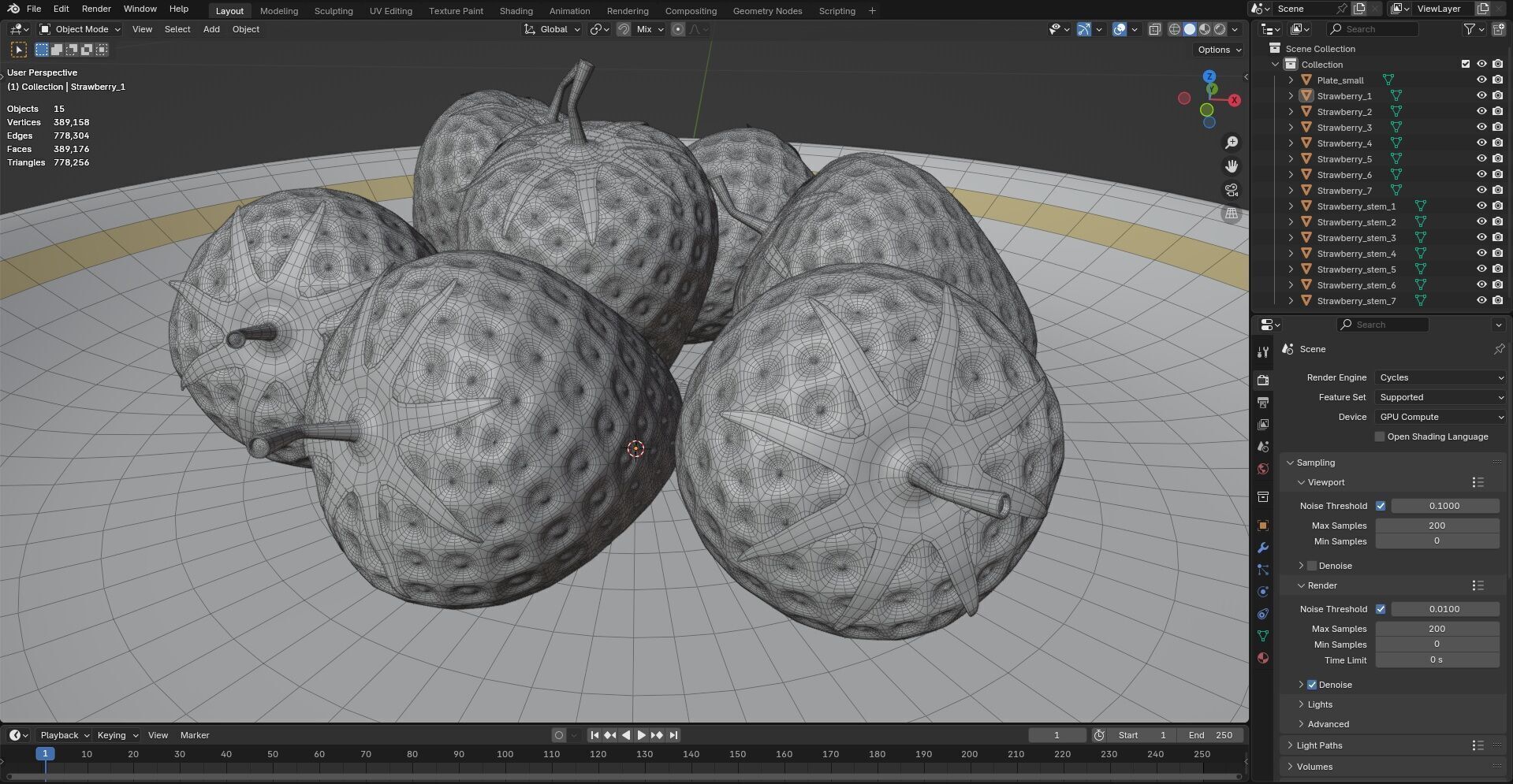 Strawberry with Plate CG1 3D model_7