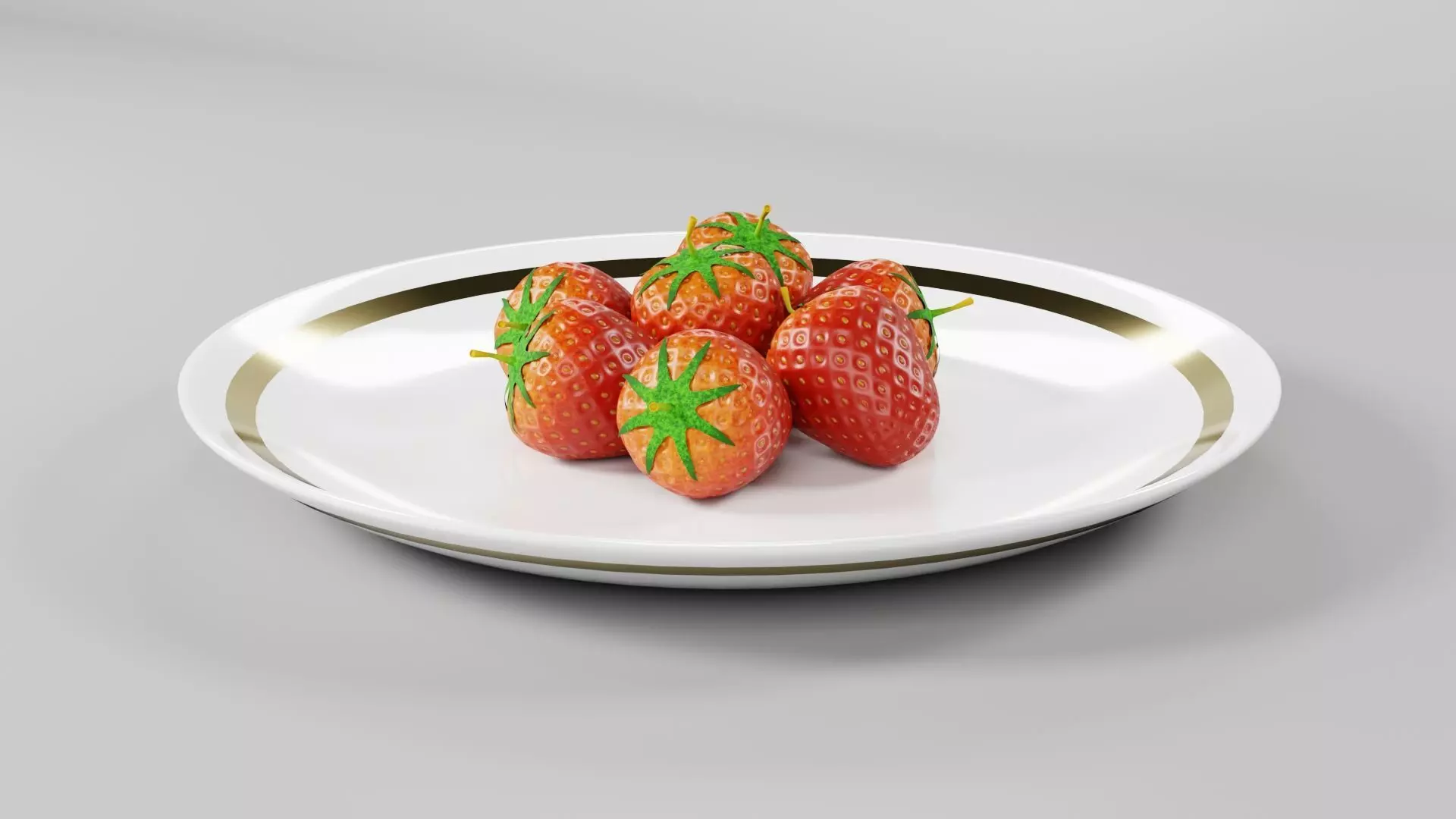 Strawberry with Plate CG1 3D model_0