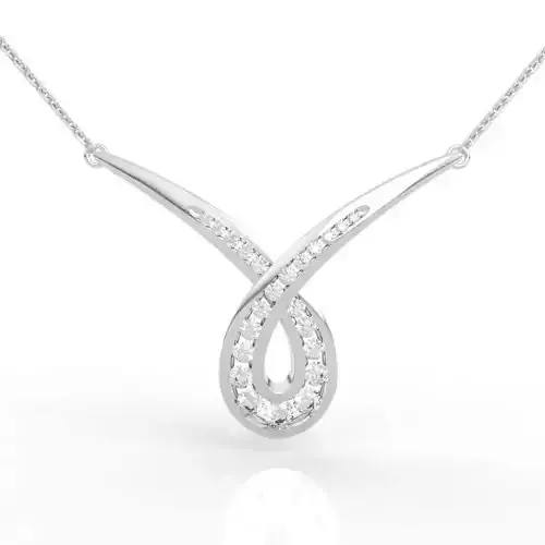 Crossover Teardrop Diamond Pendant Necklace 3D print model