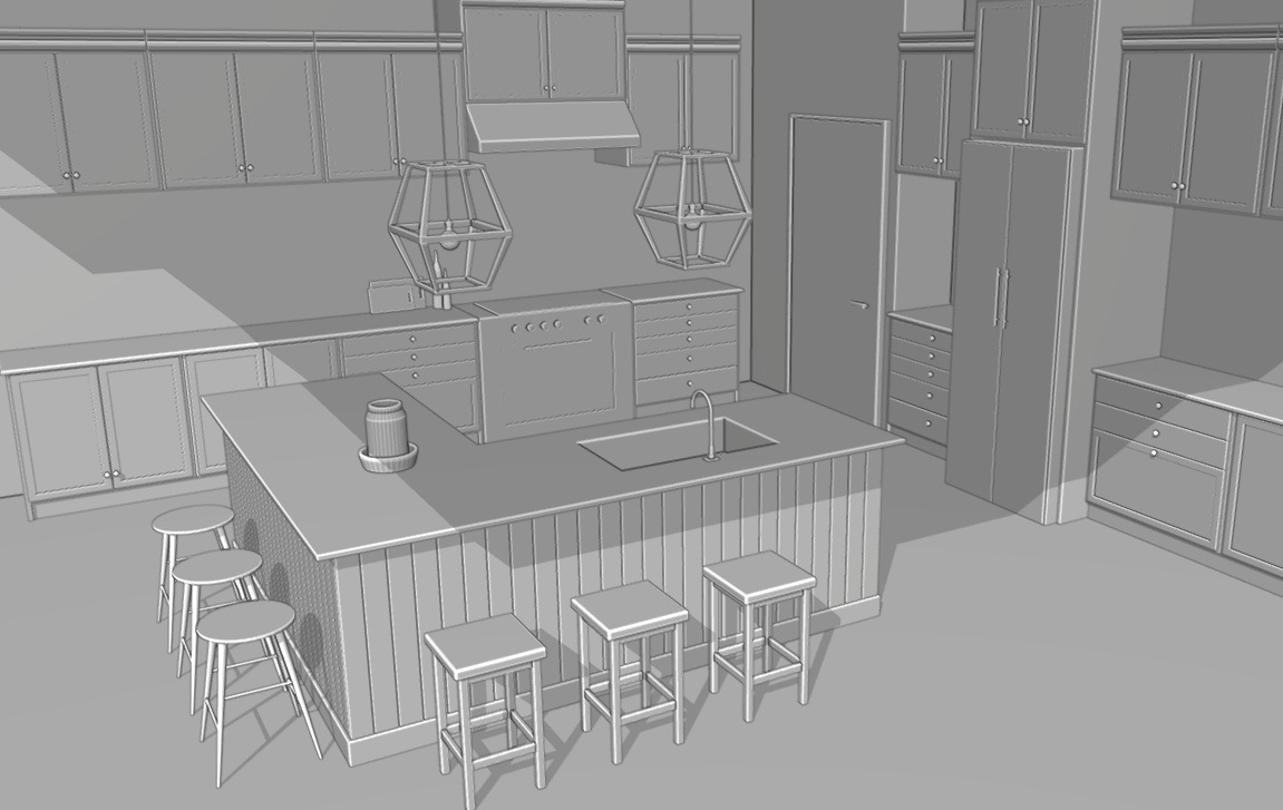 Kitchen Vizualization Low-poly 3D model_1