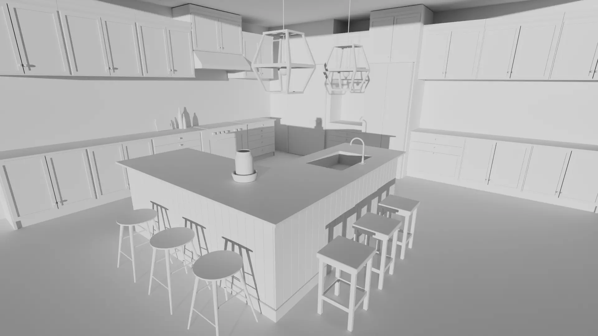 Kitchen Vizualization Low-poly 3D model_0