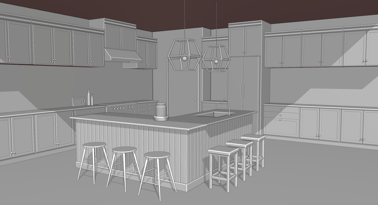 Kitchen Vizualization Low-poly 3D model_2