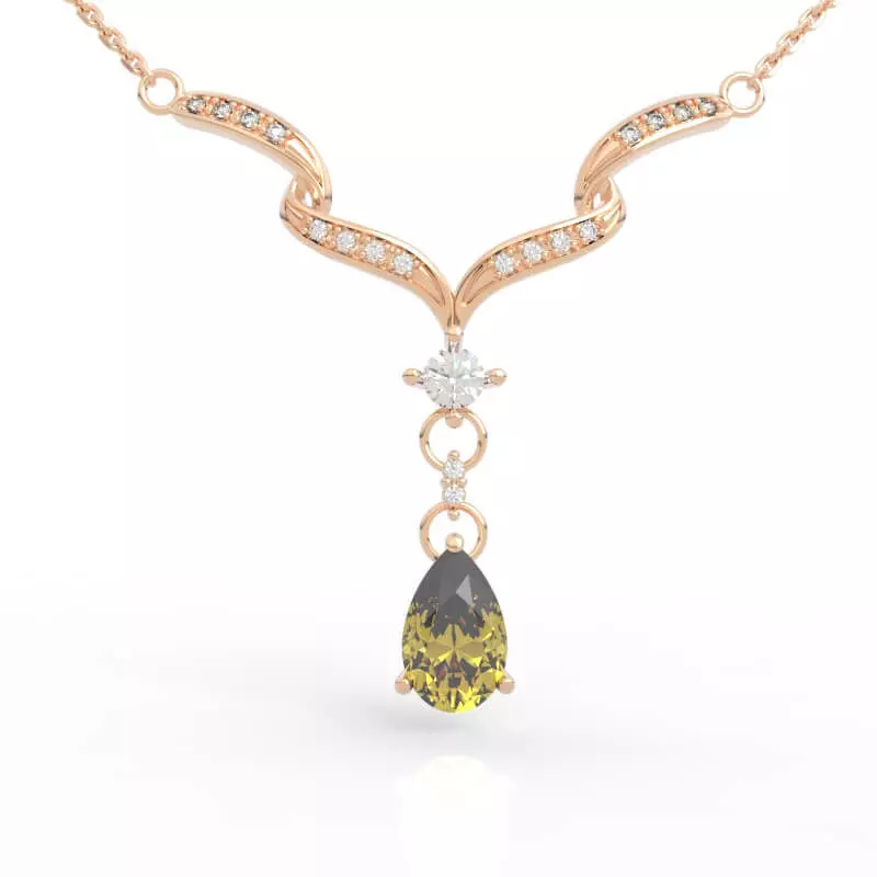 Premium Diamond Wave Necklace with Pear Drop 3D print model