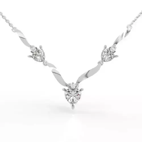 Romantic Three Heart Gemstone V-Necklace