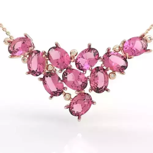 Spectacular Oval Gemstone Cluster Necklace