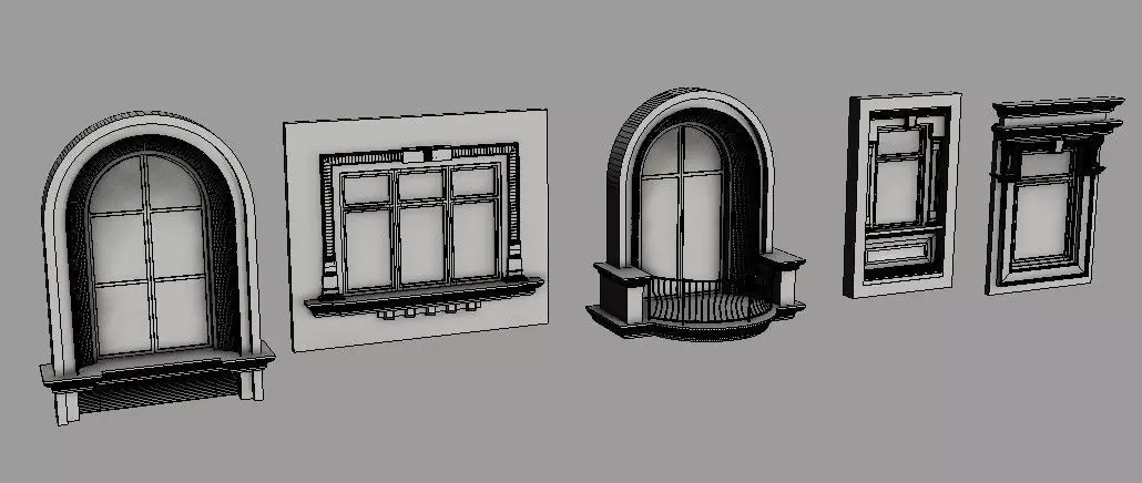classical windows exterior Free 3D model_0