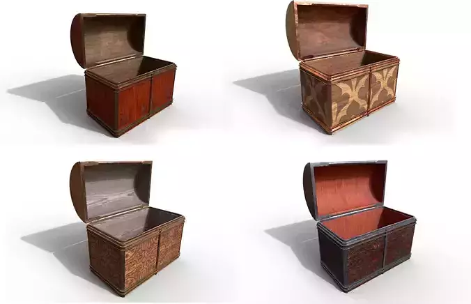 Pack 4 Chest-Storage Box 3D Model