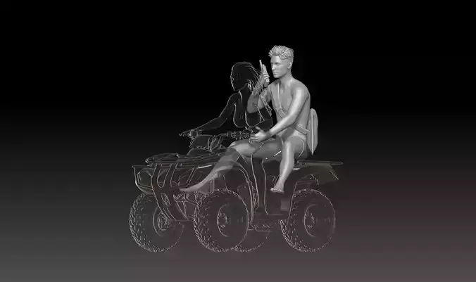 baywatch boy in quad and surf board 1 3D print model