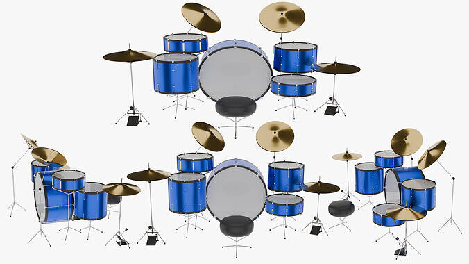 Realistic 3D Drum Set Low-poly 3D model