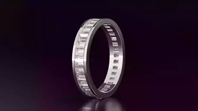  baguette straight cut eternity ring 54EU size