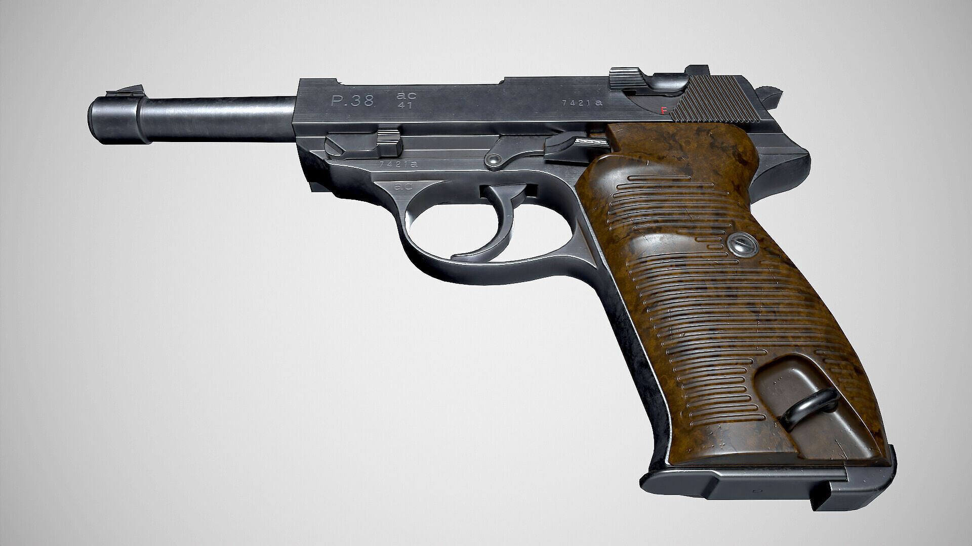 Walther P38 Low-poly 3D model_6