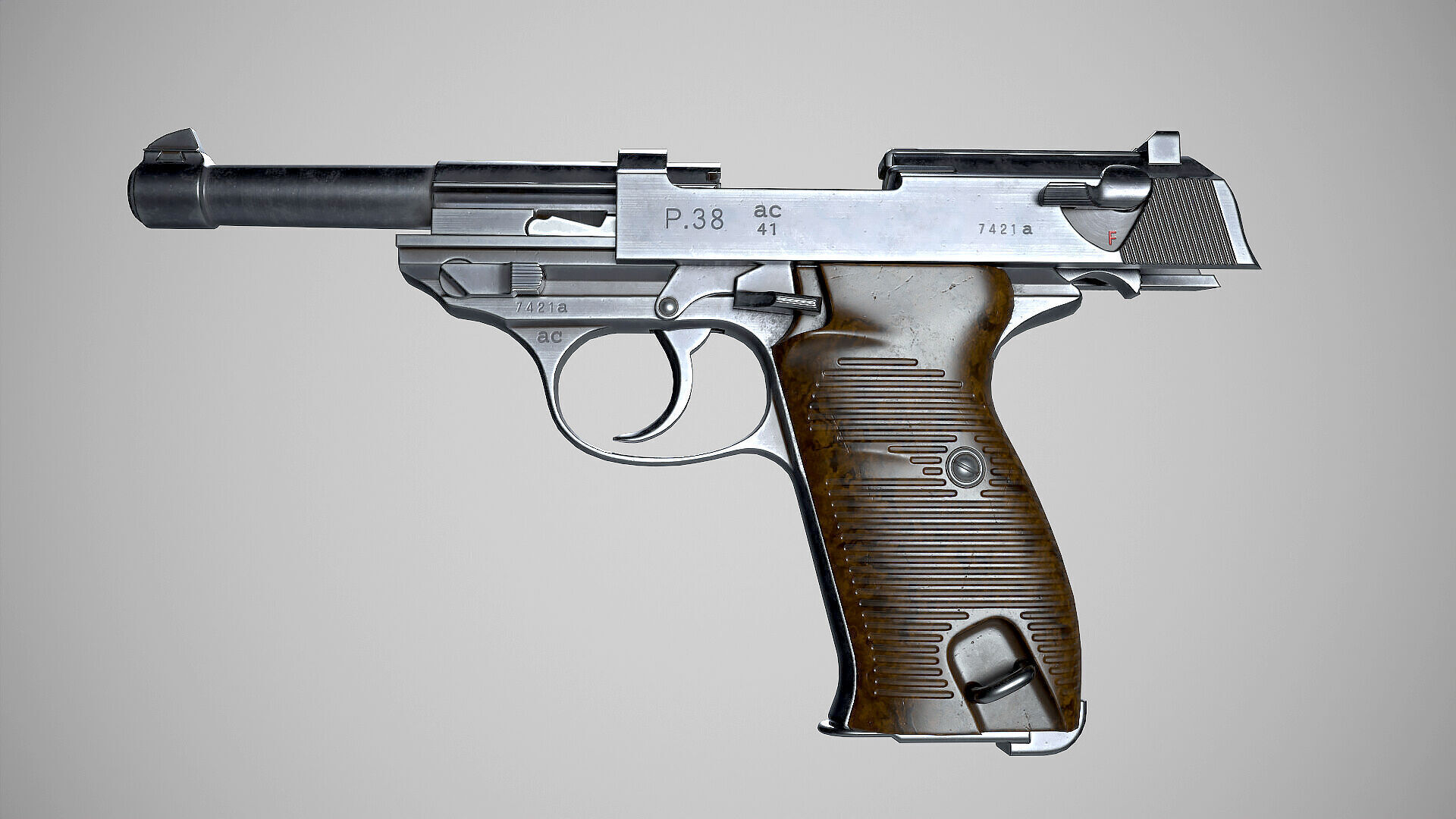 Walther P38 Low-poly 3D model_10