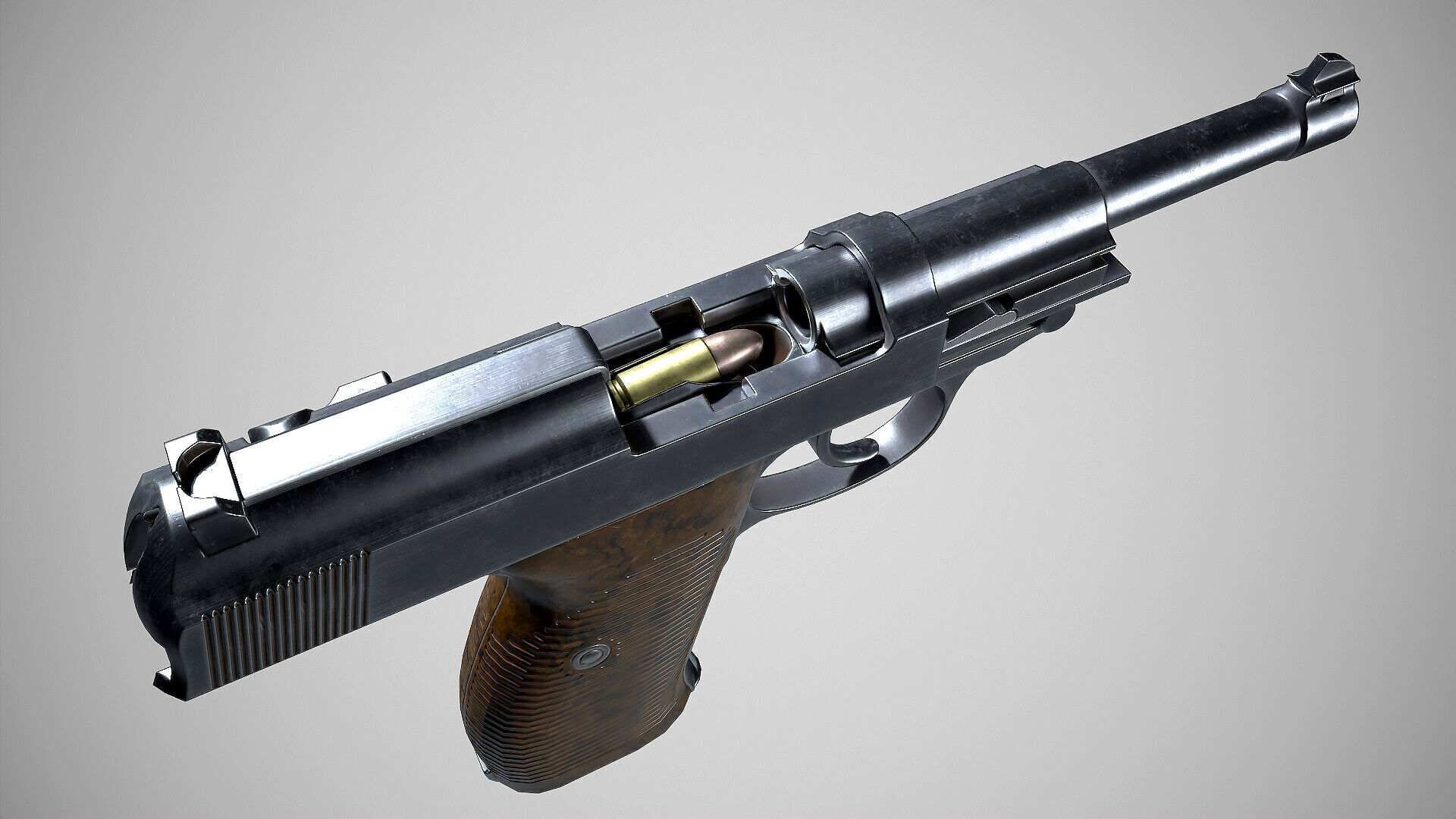 Walther P38 Low-poly 3D model_9