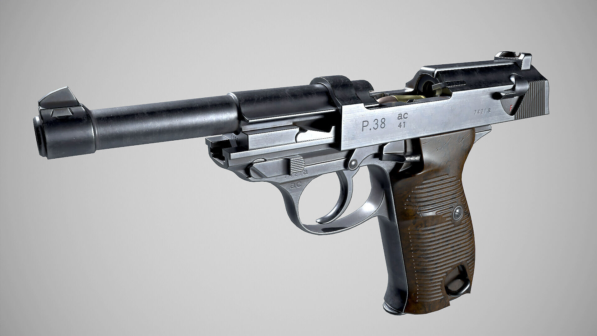 Walther P38 Low-poly 3D model_8