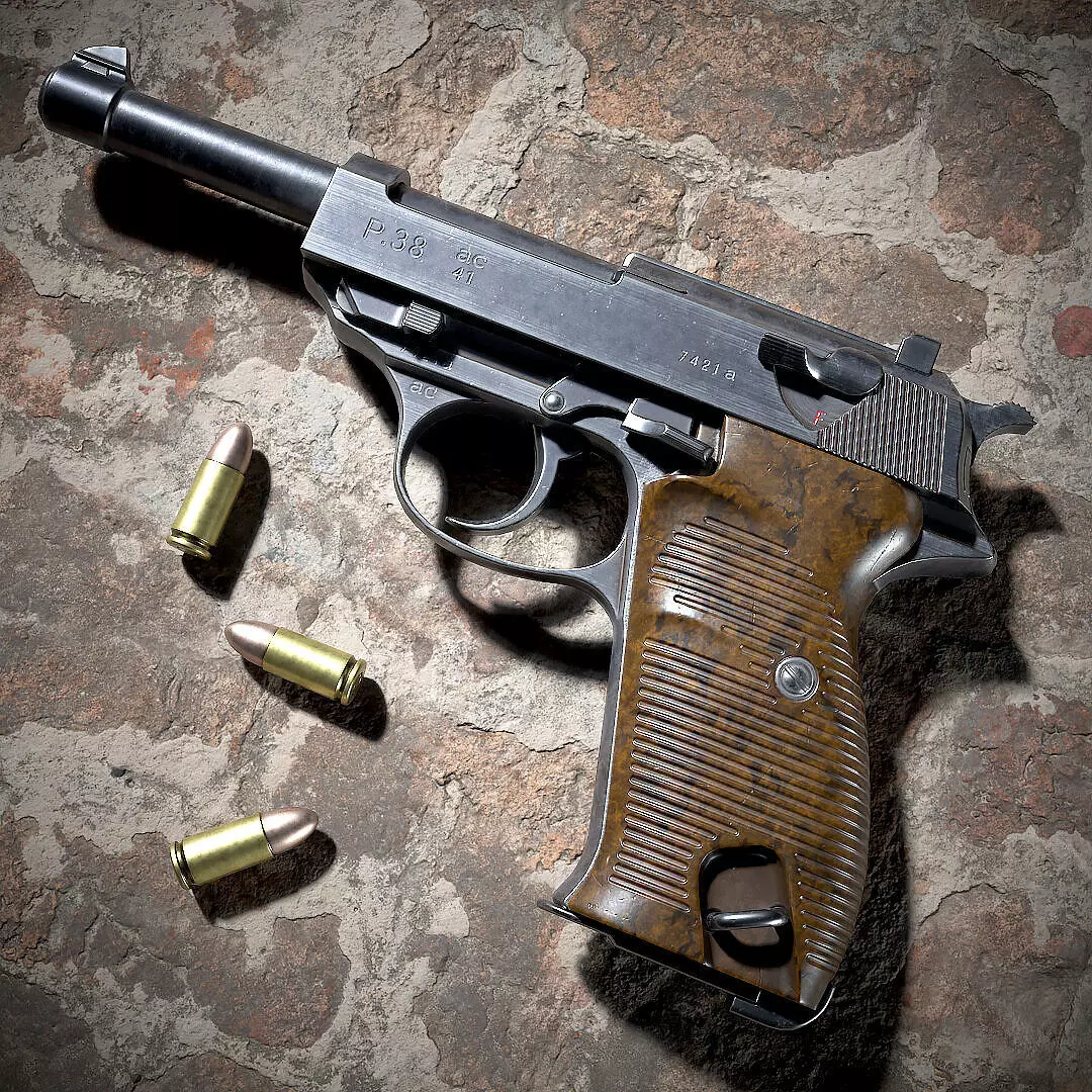 Walther P38 Low-poly 3D model_0