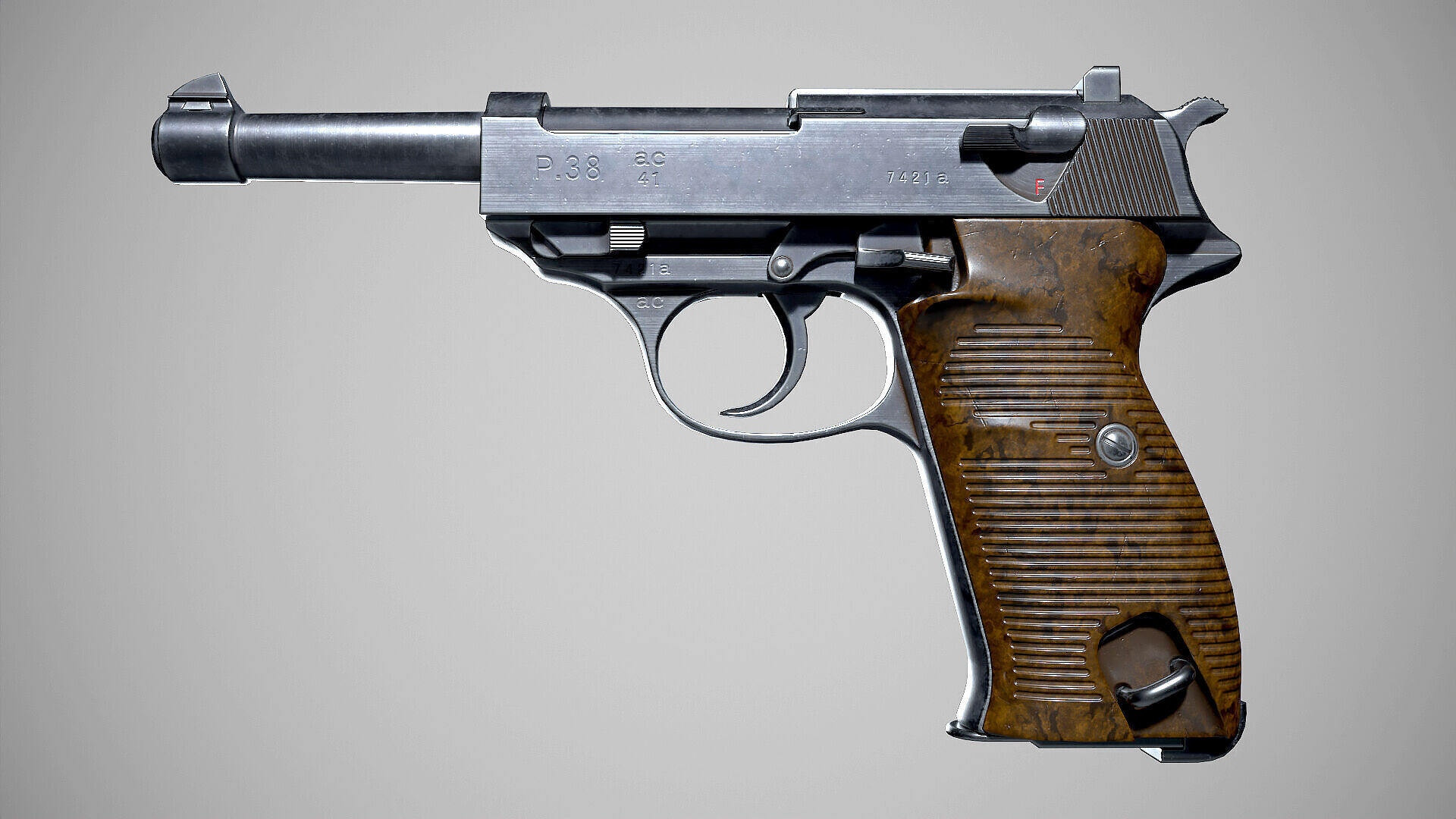 Walther P38 Low-poly 3D model_2