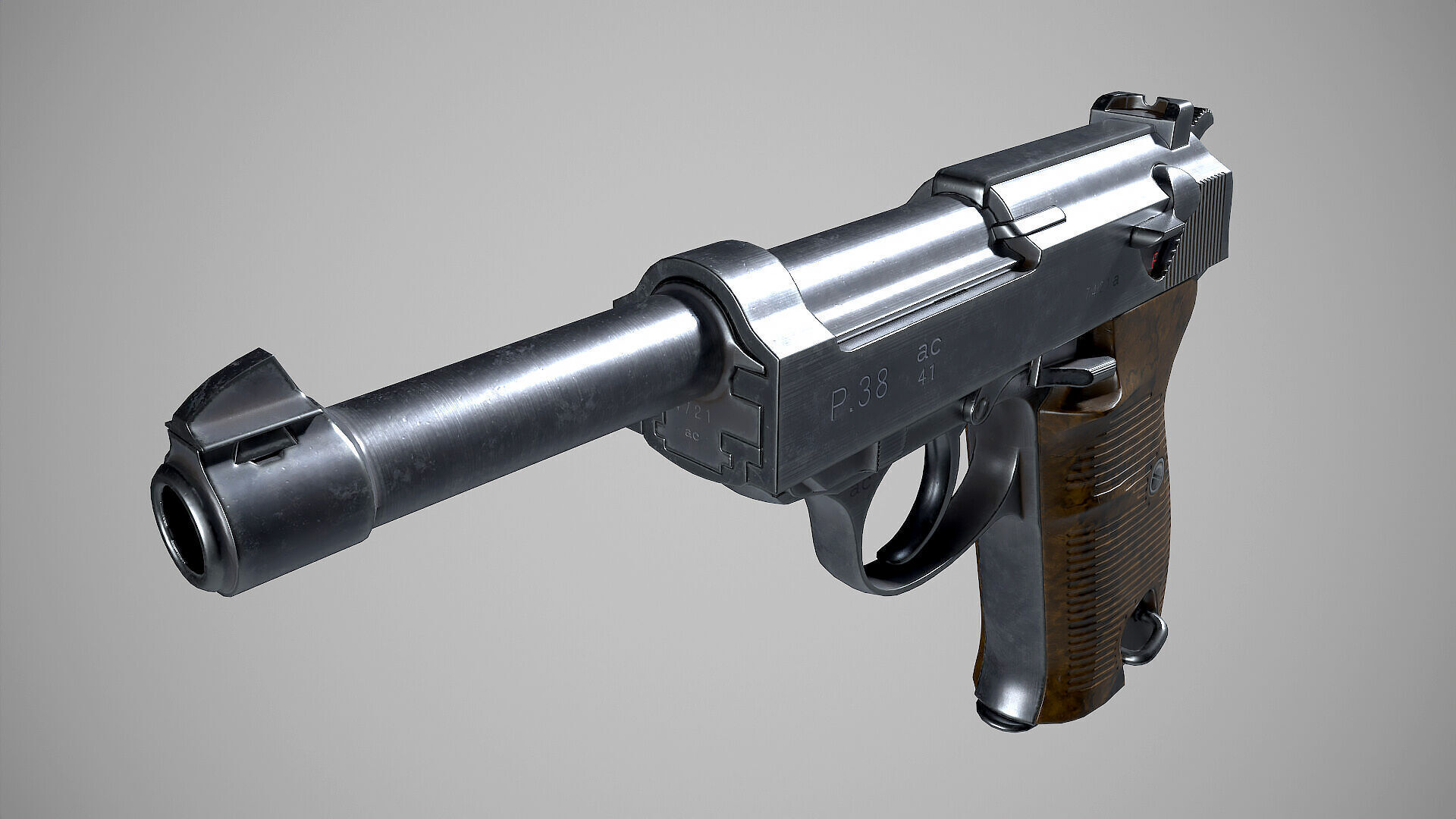 Walther P38 Low-poly 3D model_5