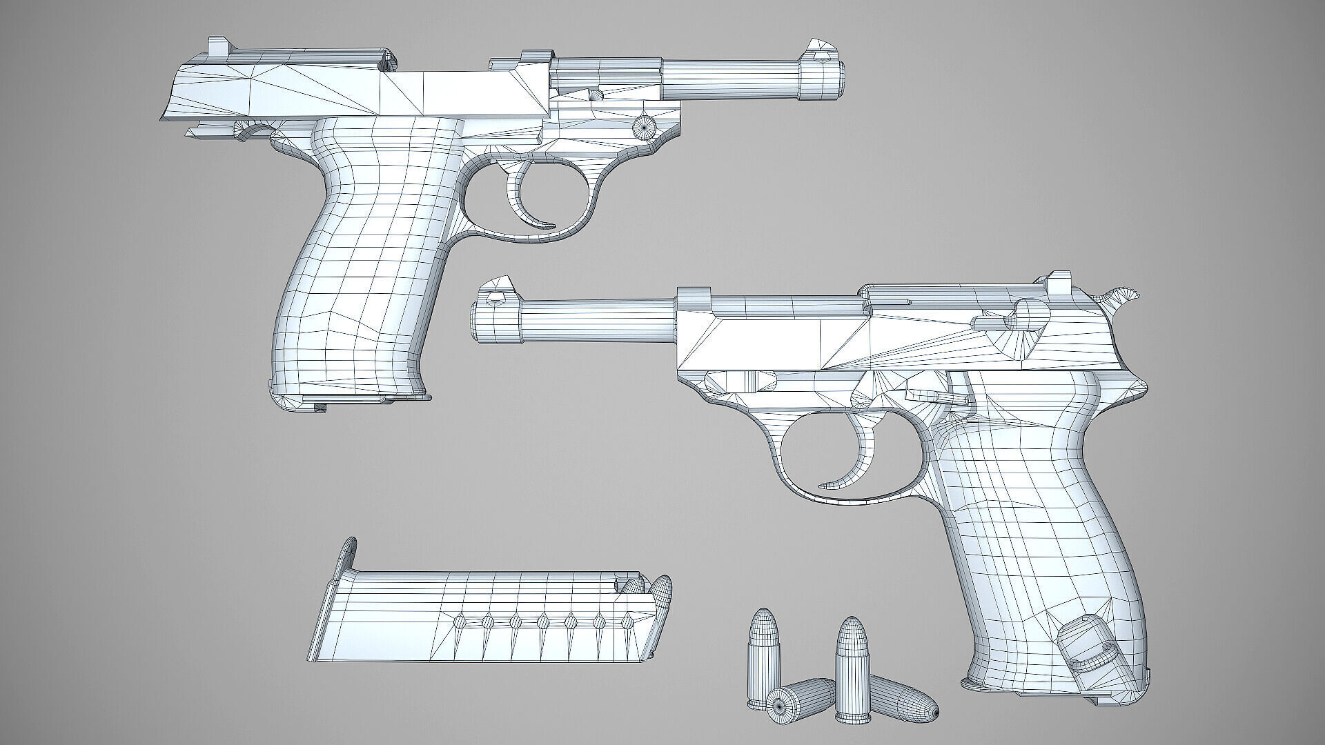 Walther P38 Low-poly 3D model_13