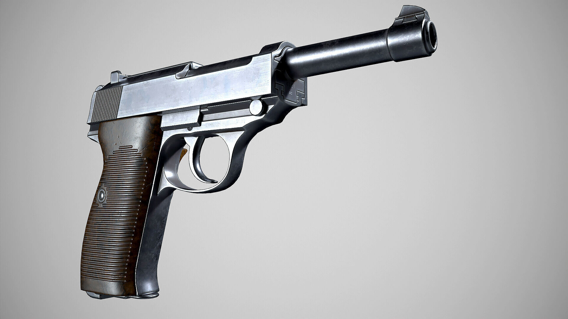 Walther P38 Low-poly 3D model_7