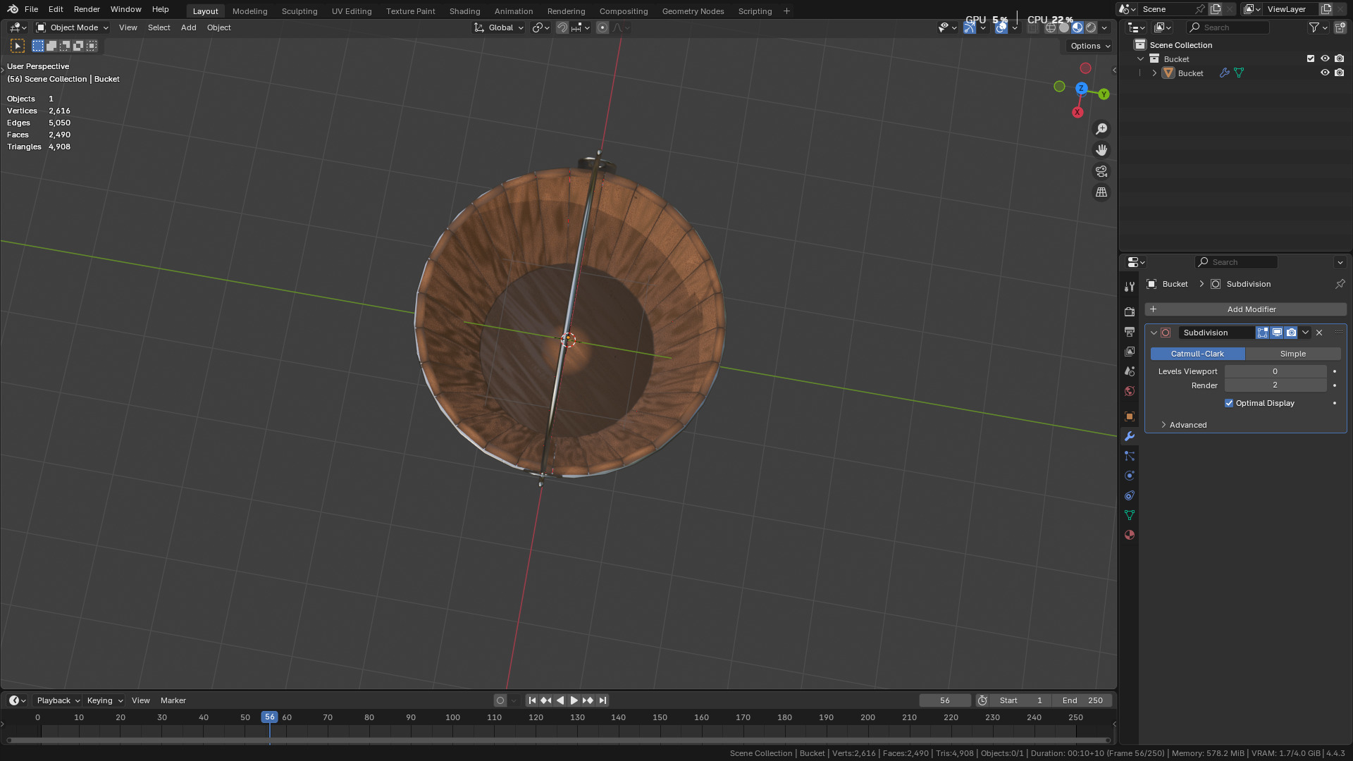 wooden bucket Low-poly Low-poly 3D model_41