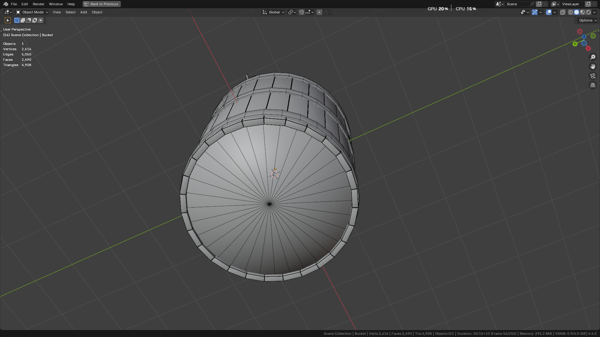wooden bucket Low-poly Low-poly 3D model_37
