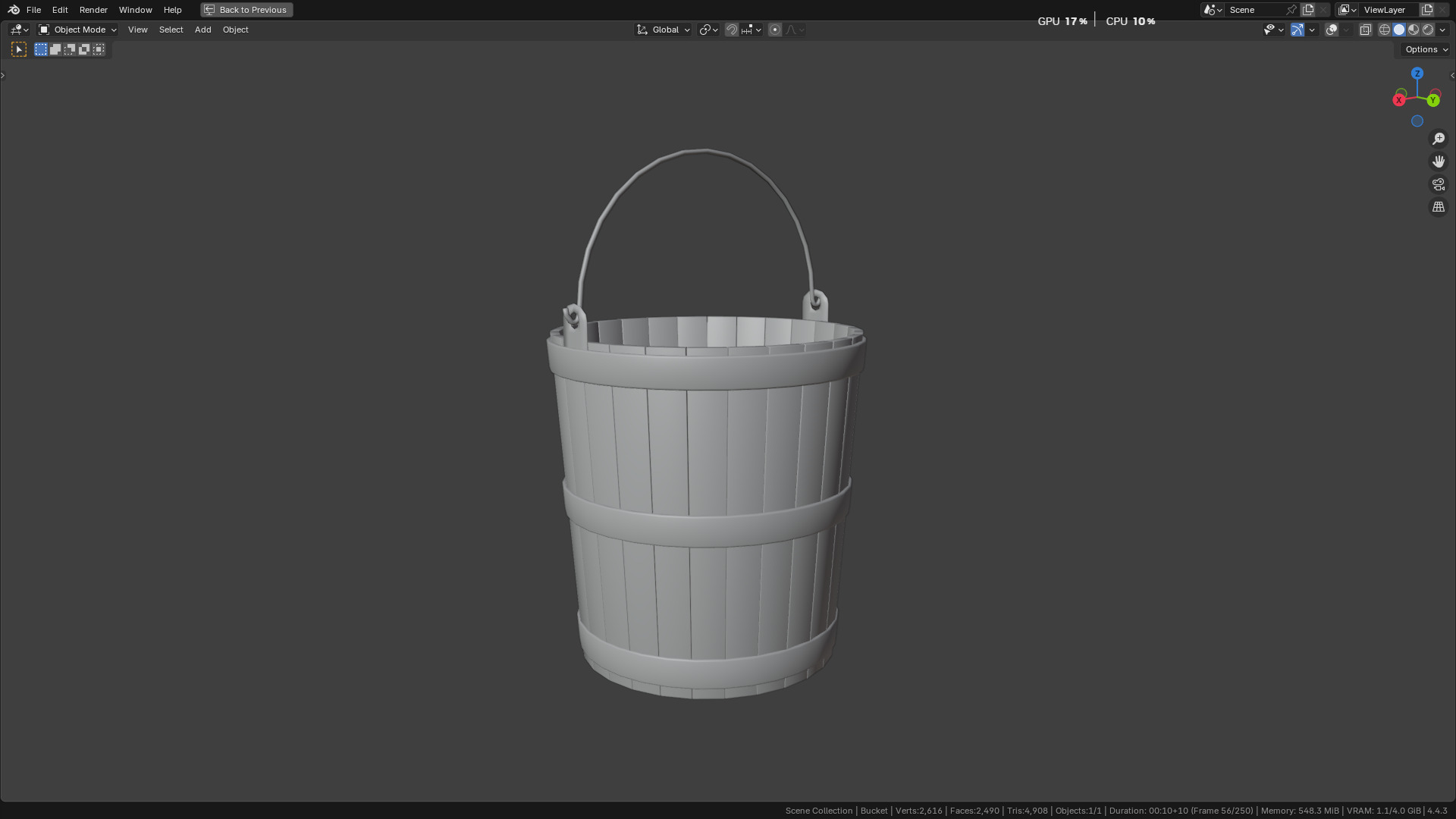 wooden bucket Low-poly Low-poly 3D model_7