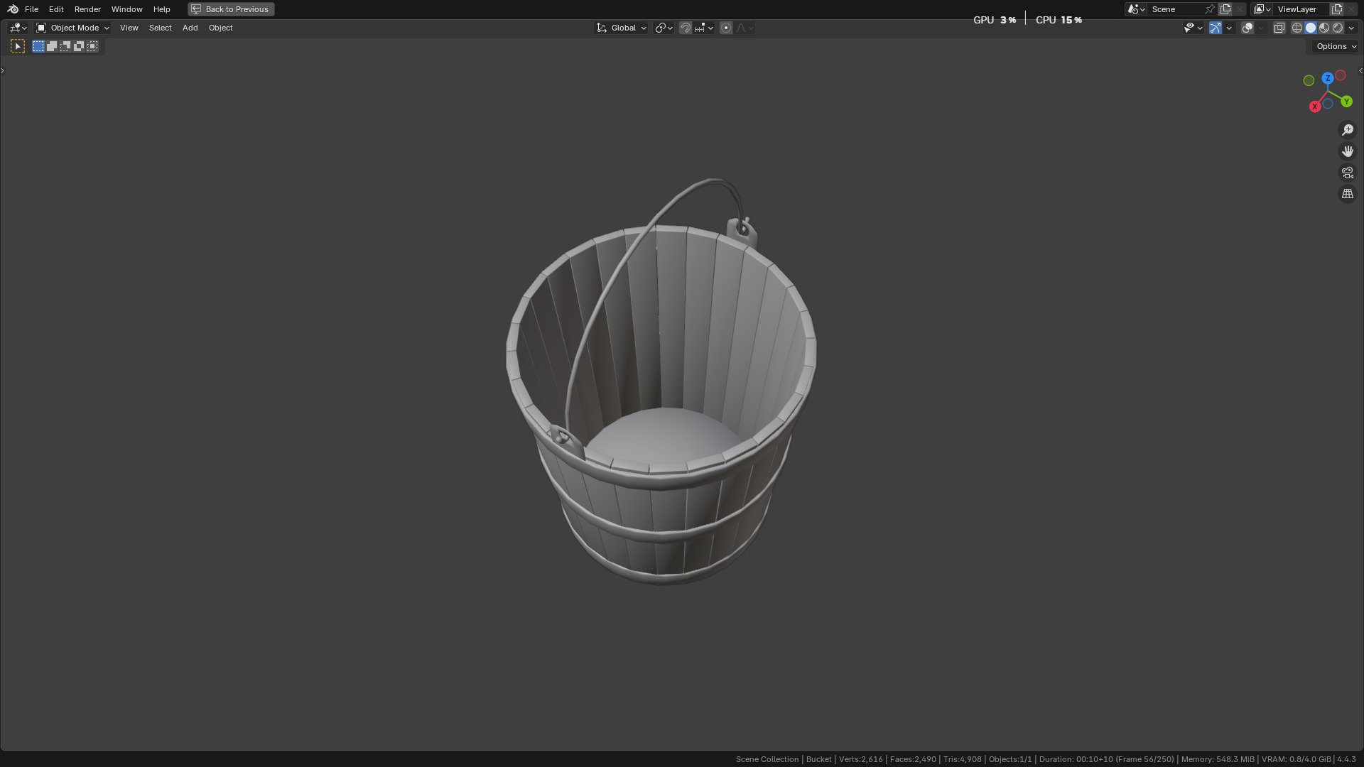 wooden bucket Low-poly Low-poly 3D model_19