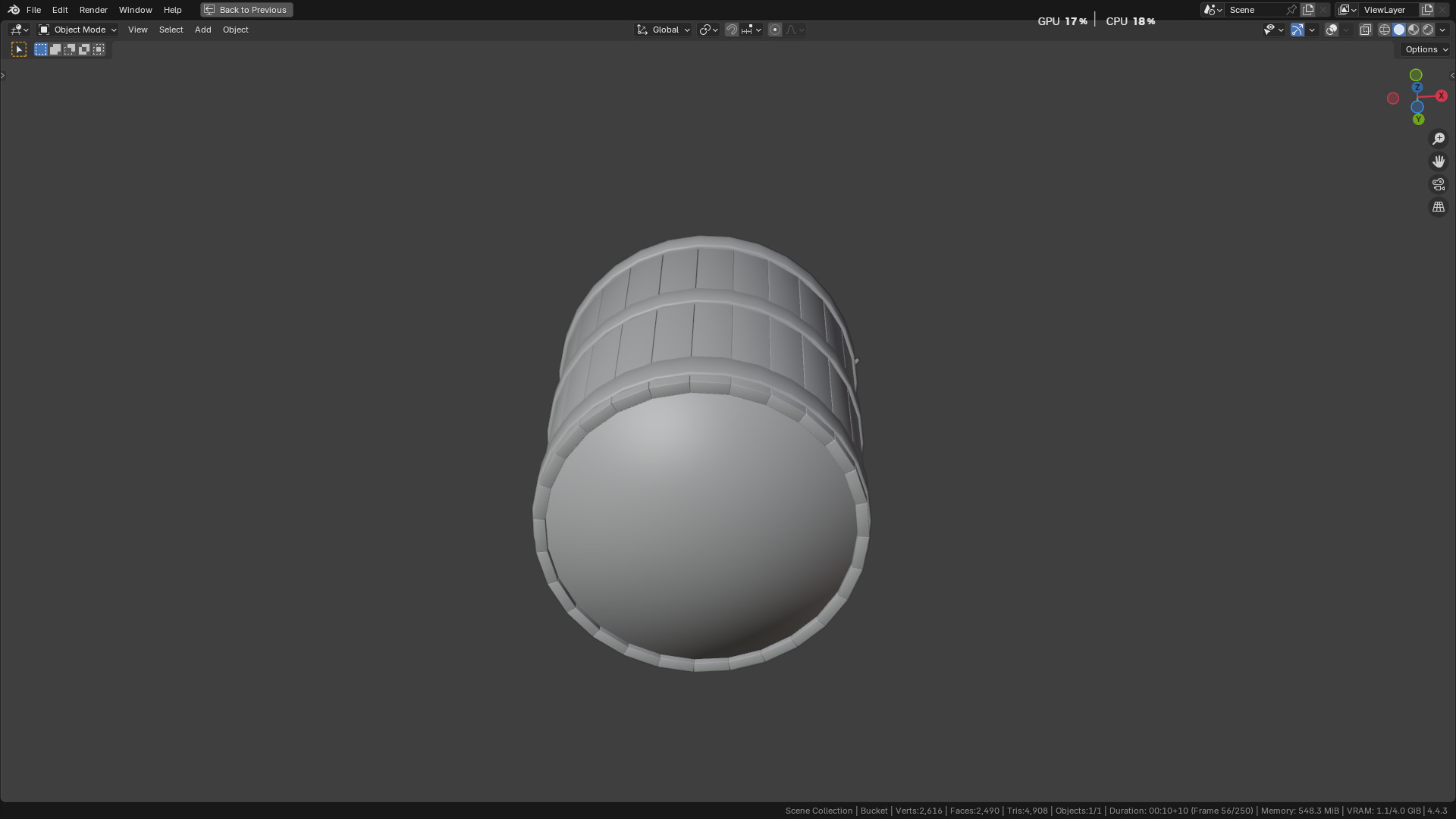 wooden bucket Low-poly Low-poly 3D model_13