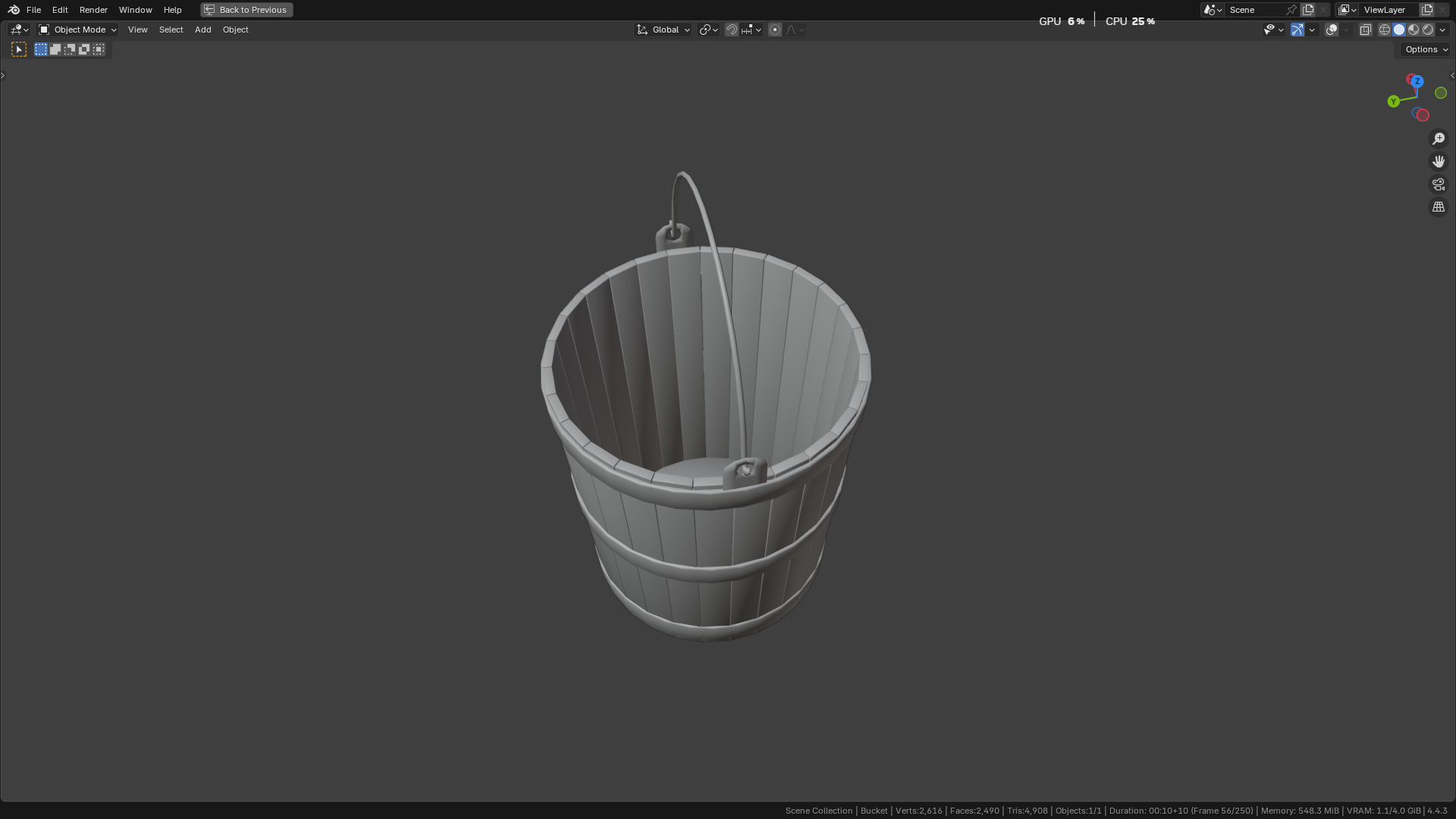 wooden bucket Low-poly Low-poly 3D model_9