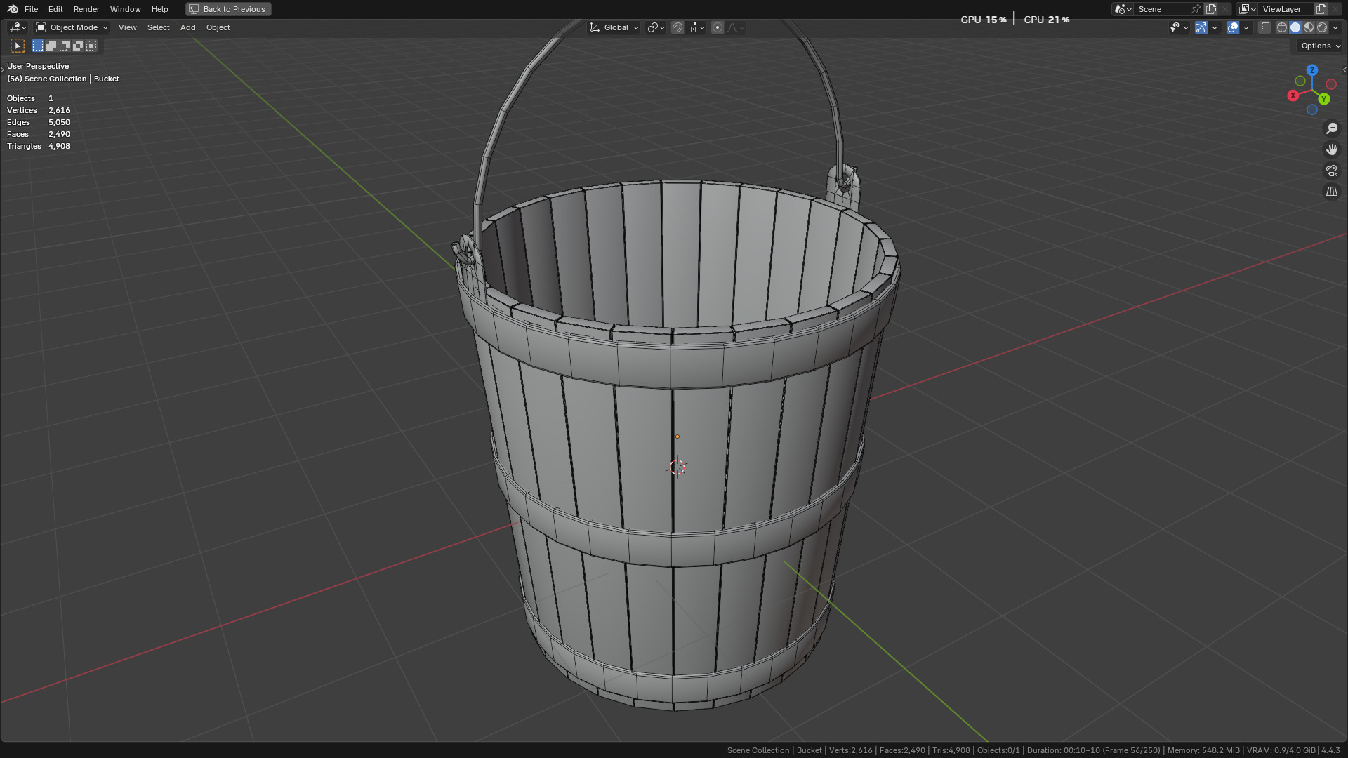 wooden bucket Low-poly Low-poly 3D model_30
