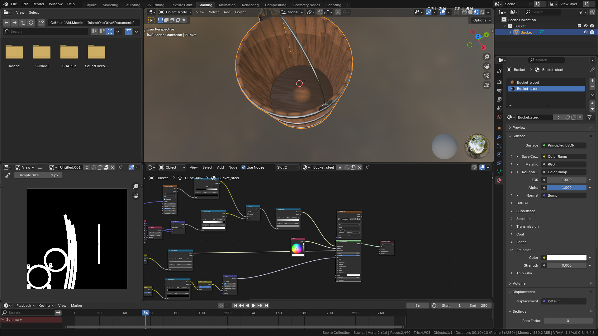 wooden bucket Low-poly Low-poly 3D model_53