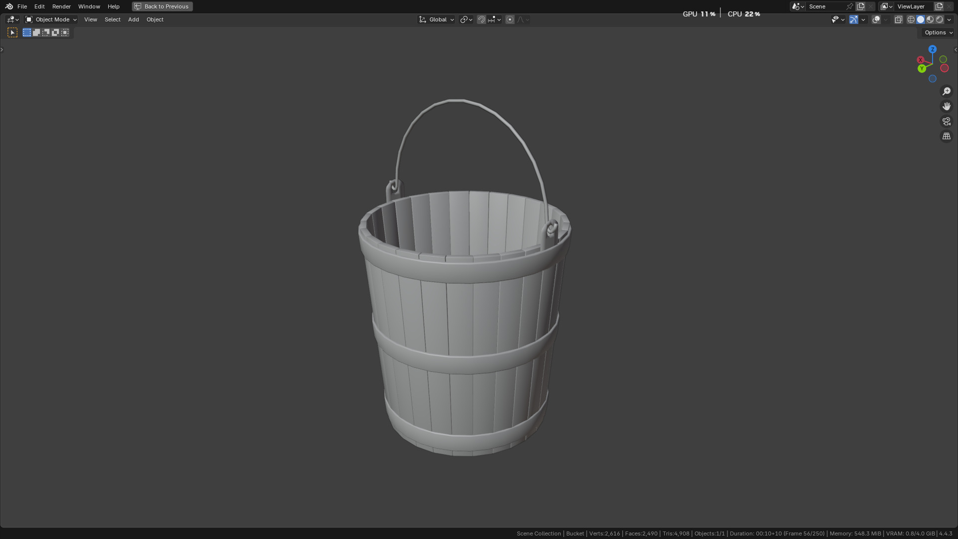 wooden bucket Low-poly Low-poly 3D model_23