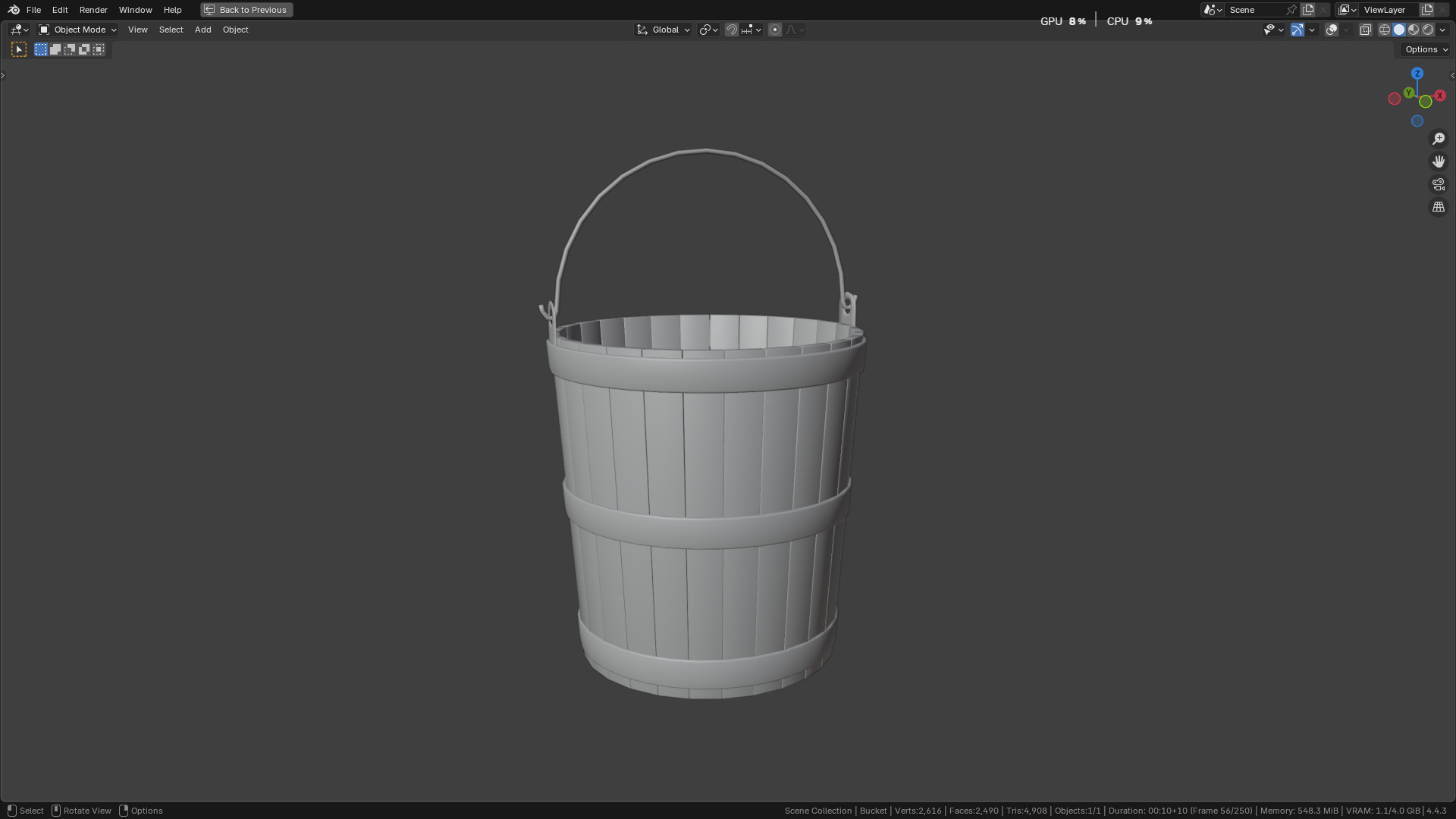 wooden bucket Low-poly Low-poly 3D model_6
