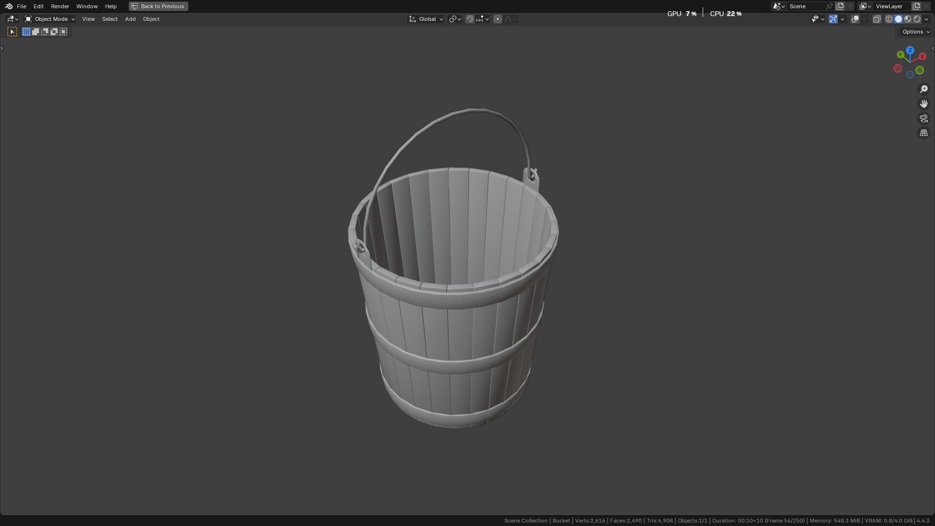 wooden bucket Low-poly Low-poly 3D model_24