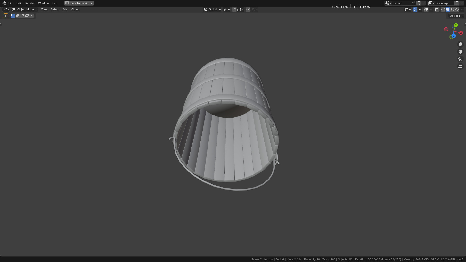 wooden bucket Low-poly Low-poly 3D model_17
