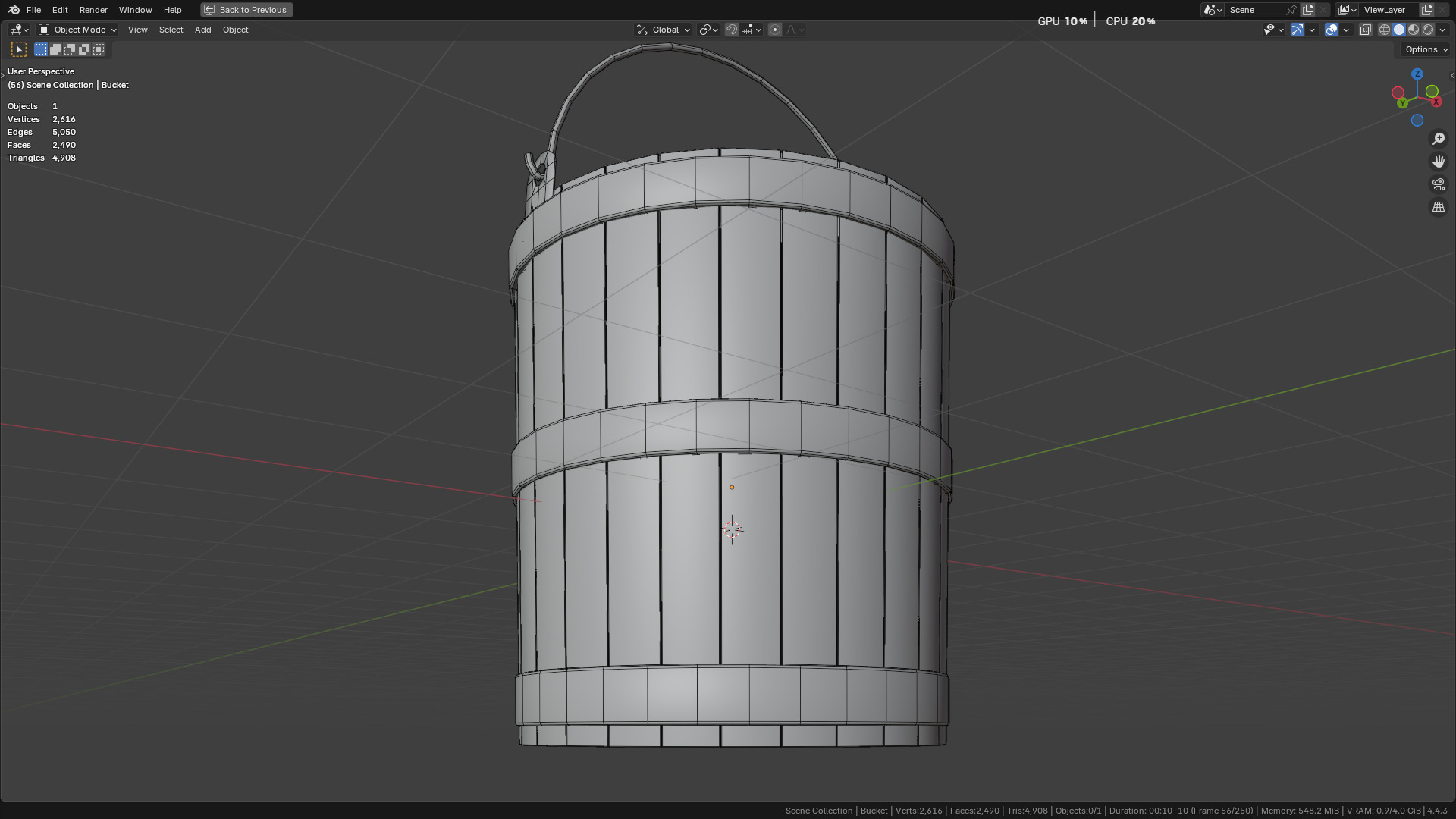 wooden bucket Low-poly Low-poly 3D model_28