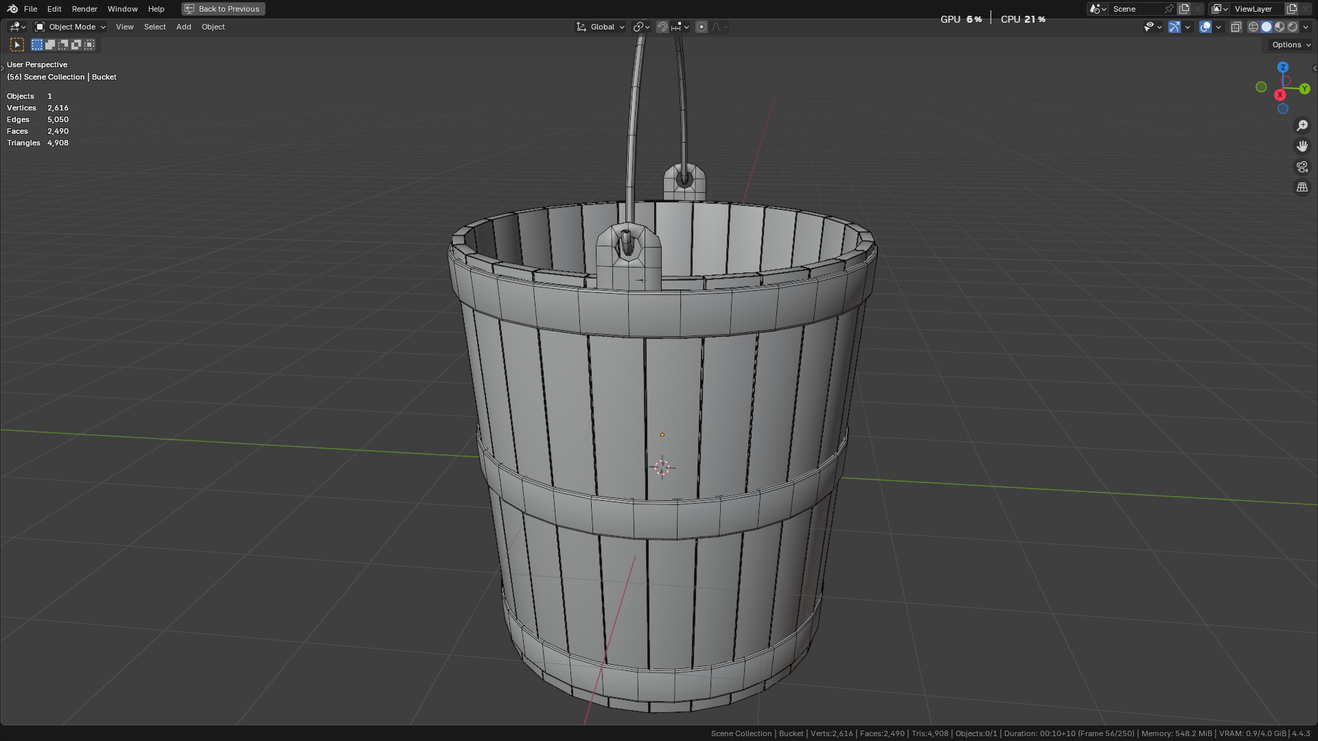 wooden bucket Low-poly Low-poly 3D model_26
