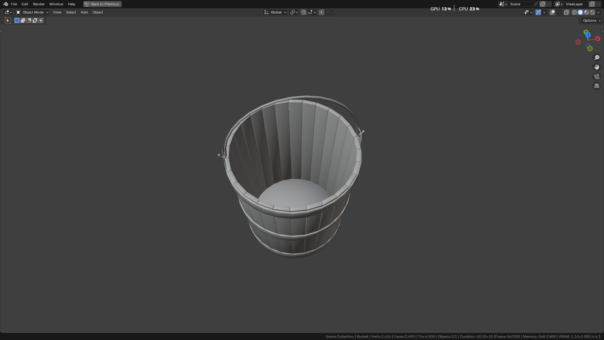 wooden bucket Low-poly Low-poly 3D model_10