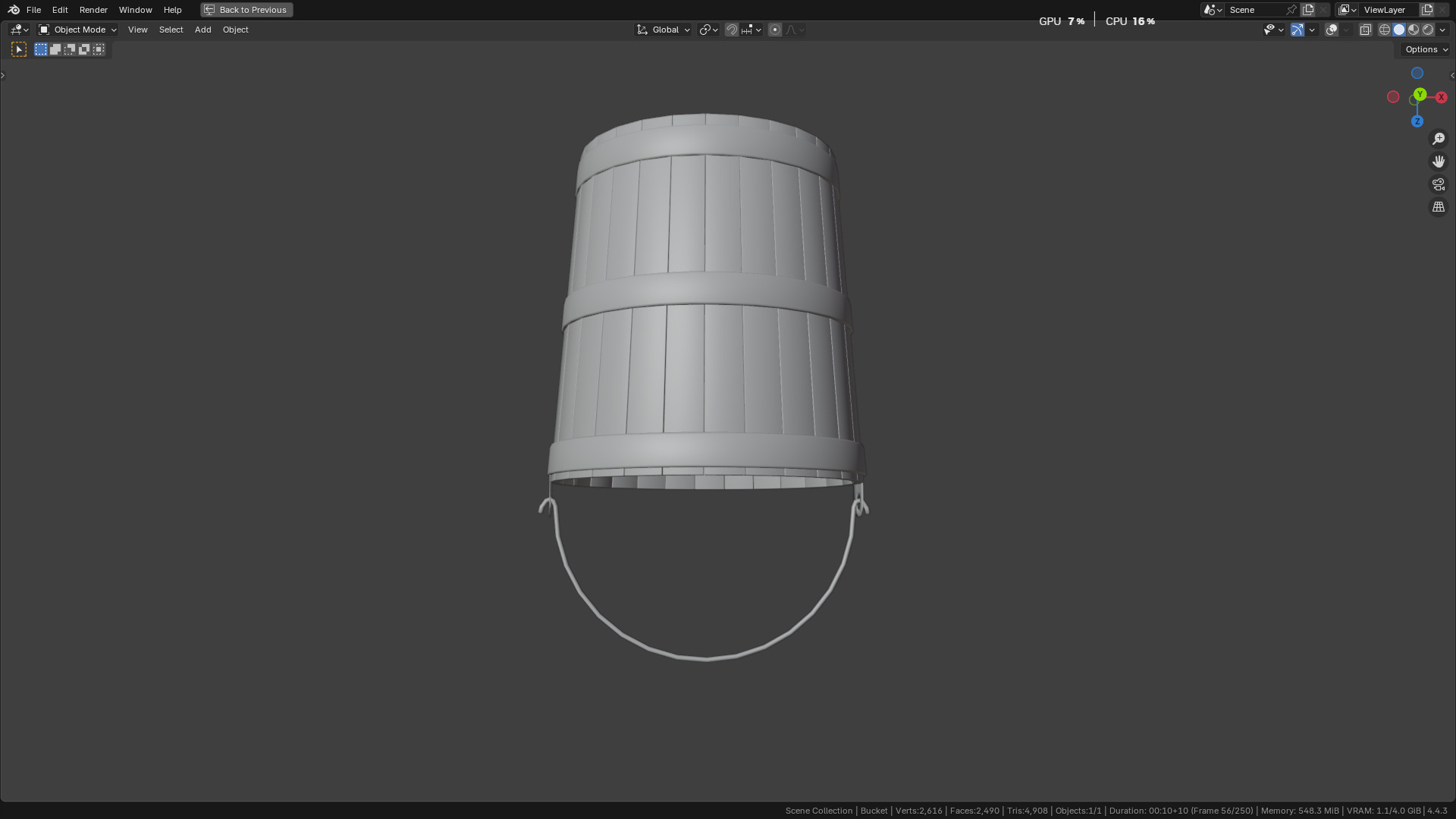 wooden bucket Low-poly Low-poly 3D model_16
