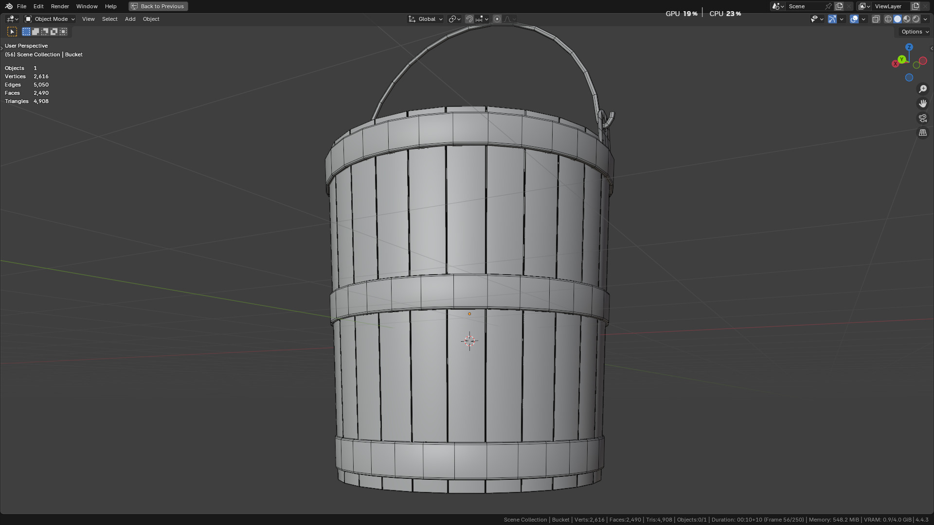 wooden bucket Low-poly Low-poly 3D model_27
